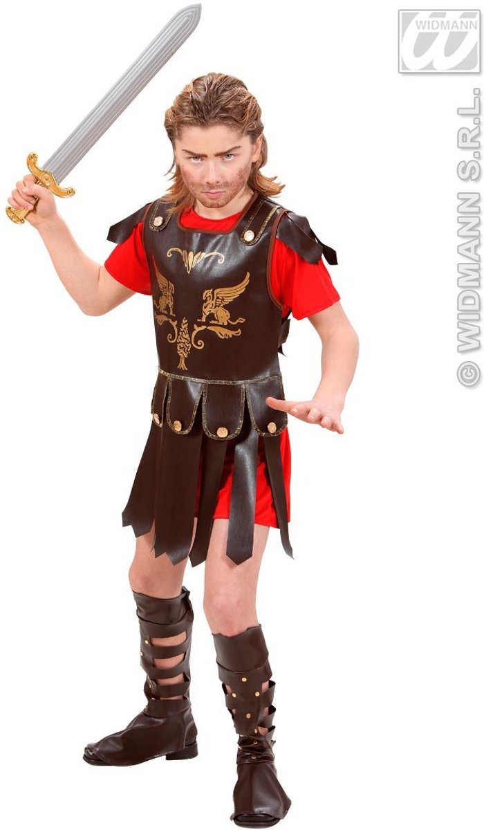 Strijder (Oudheid) Kostuum | Romeinse Gladiator Kind Kostuum Jongen | Maat 128 | Carnaval kostuum | Verkleedkleding